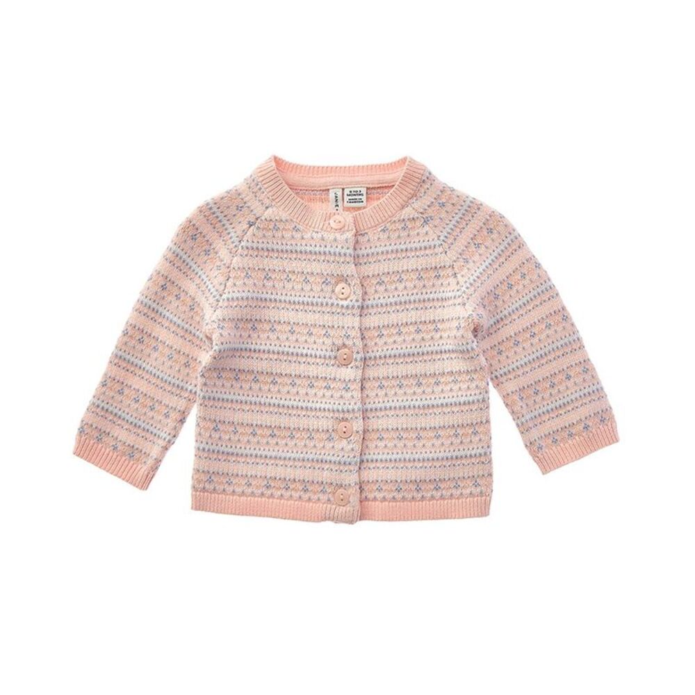 Janie And Jack Baby Fairisle Cardigan, Pink